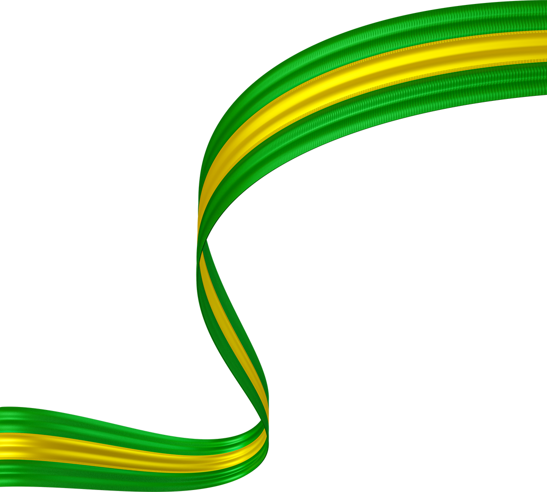 Green and yellow ribbon in 3d render